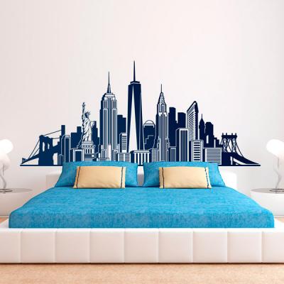 Pareti camera da letto con adesivi murali, Stickers MURALI, composizione Skyline New York