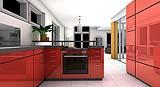 Cucina moderna di colore rosso acceso