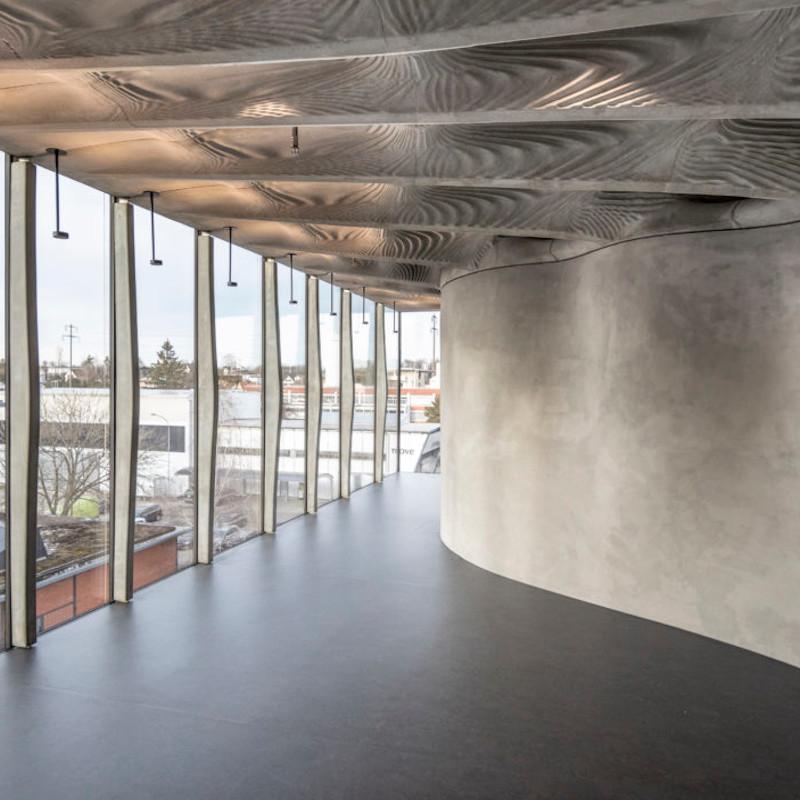 Un interno realizzato impiegando il cemento flessibile By Digital Buildng Technologies