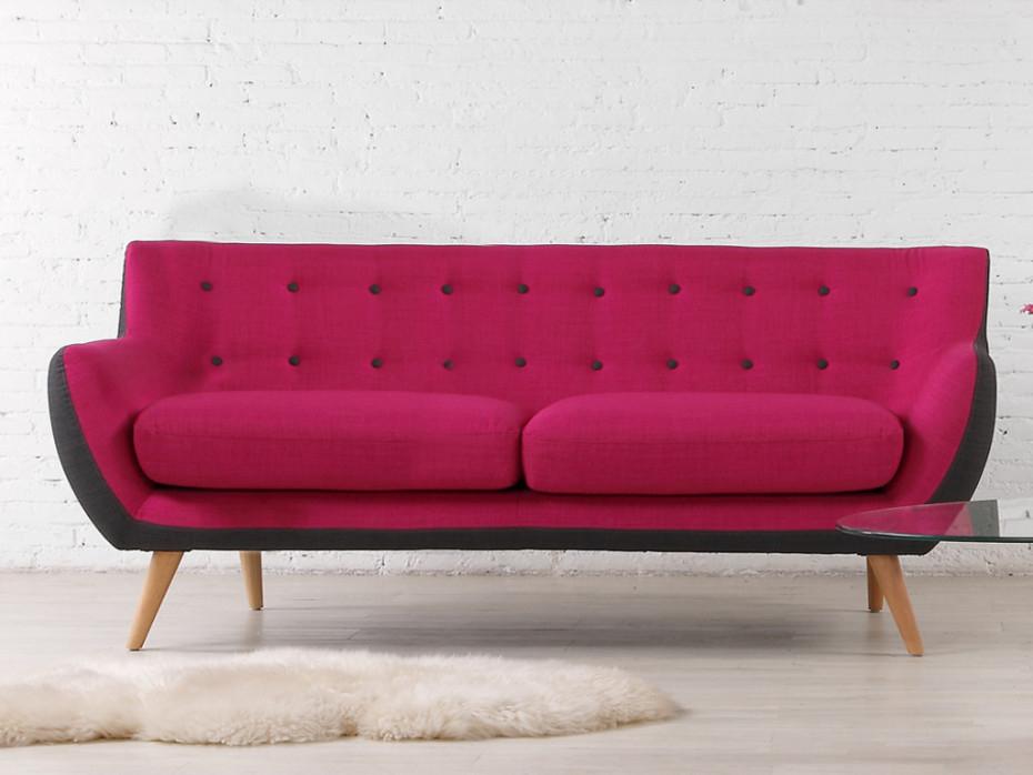 Colore magenta per il soggiorno, Vente Unique, divano SERTI
