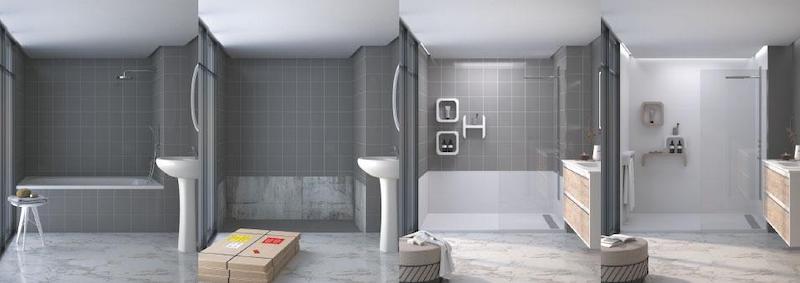 Transformation of bathtub into shower - Photo: Doccia Nuova by Linea Oceano