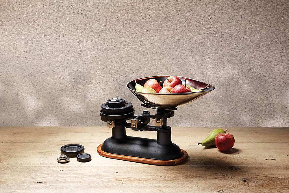 Plint Bilancia Da Cucina Vintage In Stile Rustico – Quasi Nero, 3 Kg, Ciotola In Acciaio Inox, Senza Batterie
