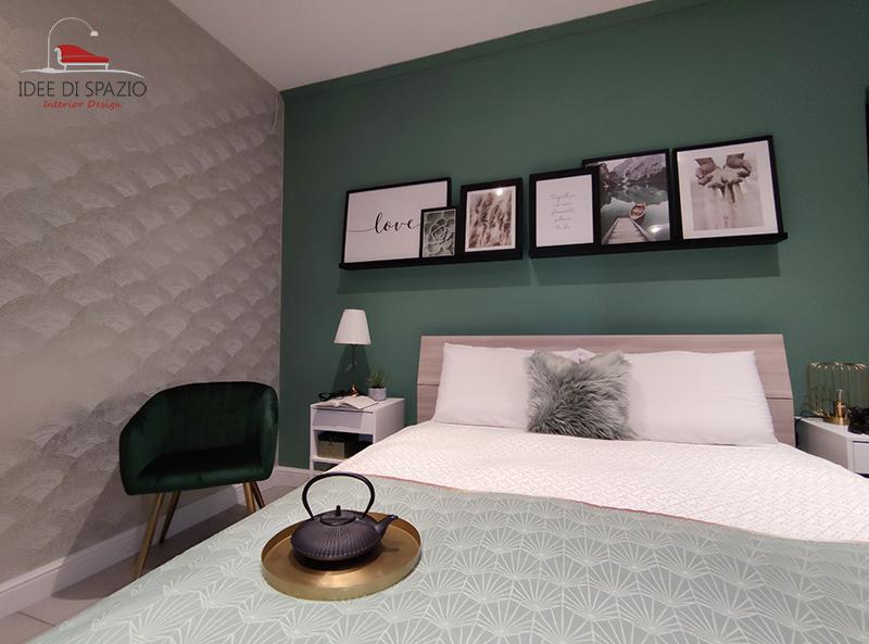 Camera da letto verde salvia - progetto e styling Idee di Spazio