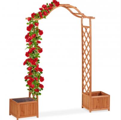 Arco per rampicanti in legno con fioriere - Foto: ManoMano