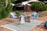Roche Bobois, Traveler outdoor tavolo tondo in metallo e vetro in giardino