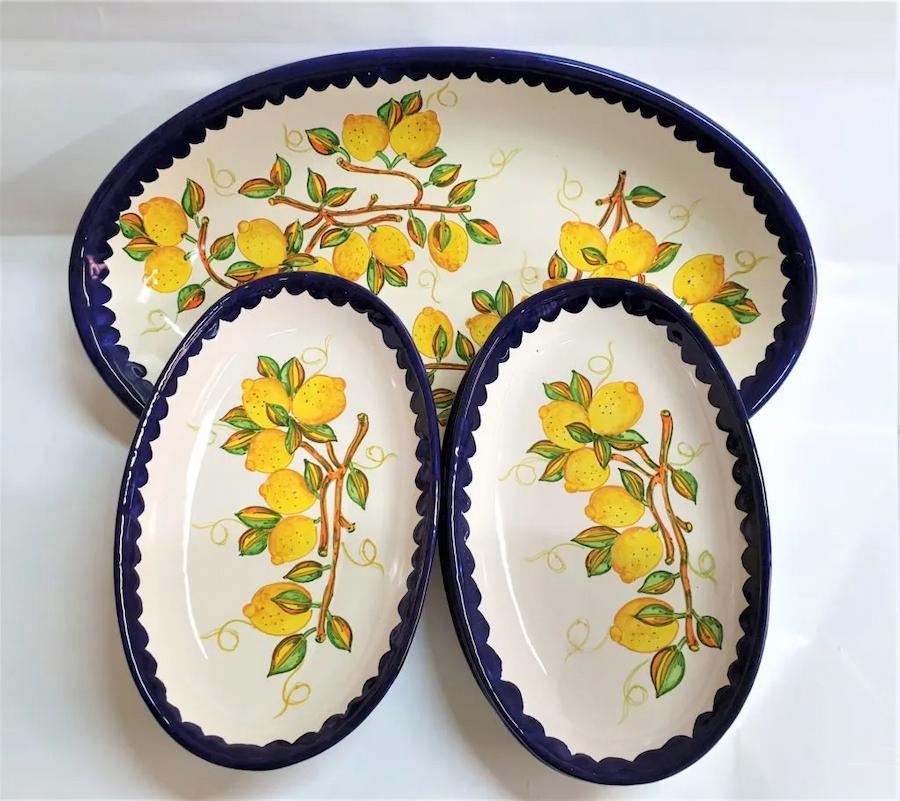 Set vassoi decorativi in ceramica Amalfi by Ceramiche Cirillo