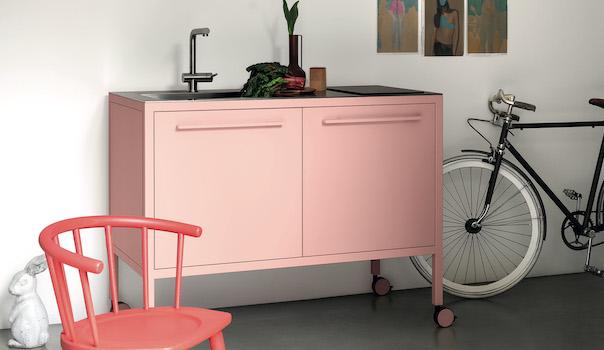 Muebles rosas y grises: Mueble de cocina con estructura - Foto: Fantin