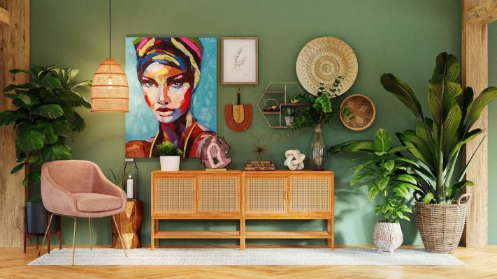 Combinando madera y muebles verdes - Foto: Unsplash