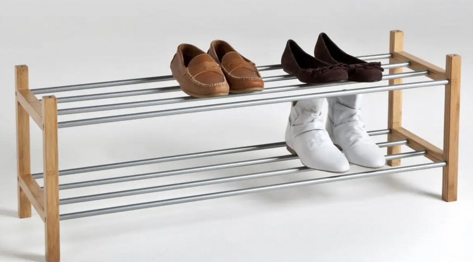 Scarpiera bamboo a 2 ripiani