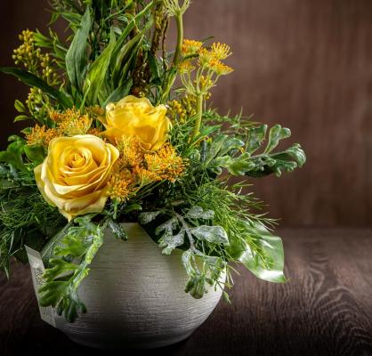 Centrotavola a fiori gialli di Arte Fiore