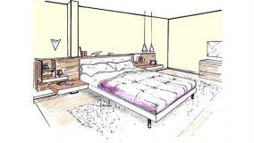 Soluzioni progettuali per un letto con comodini integrati