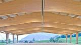 Grande struttura con travi curve in legno lamellare, by Binderholz