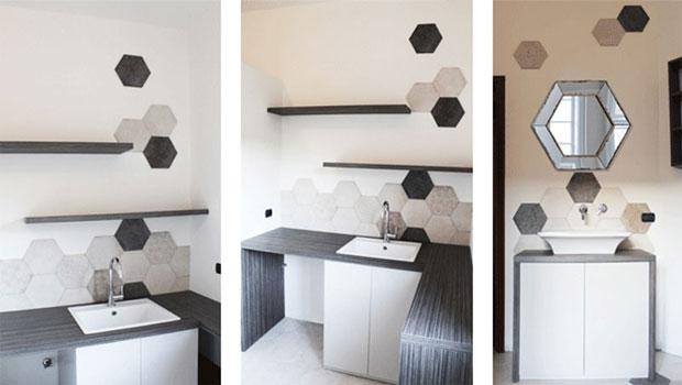 Bathroom with hexagon tiles