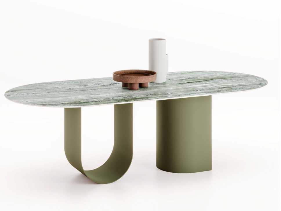 Mesa de metal verde sálvia Roshi da Ronda Design