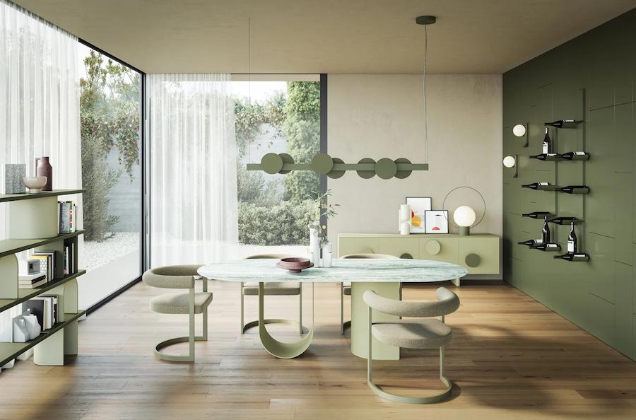 Tavolo in metallo verde salvia Roshi by Ronda Design