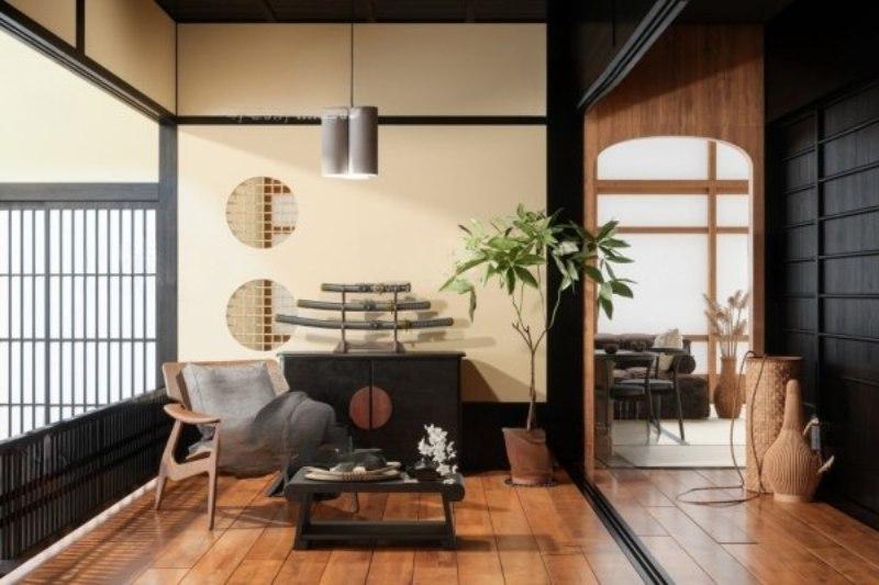 Esempio di arredo in stile orientale: un soggiorno con mobili etnici