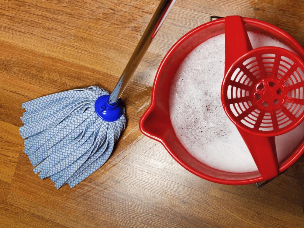 Mocio e secchio per lavare pavimenti
