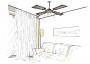 Ventilatore soffitto in soggiorno - Progettista Designer Antonio Previato