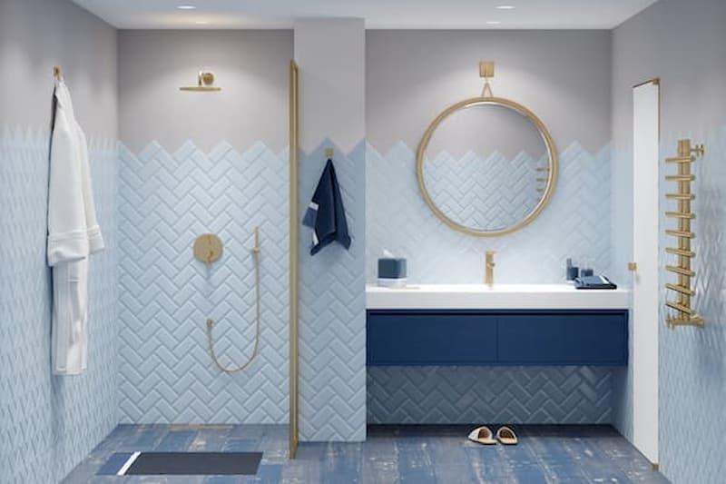 Bagno blu elettrico e oro