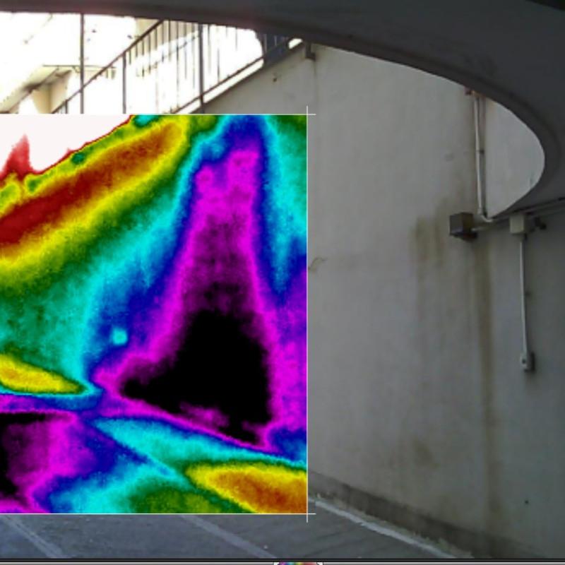 Immagine termografica ricerca infiltrazioni muro contenimento