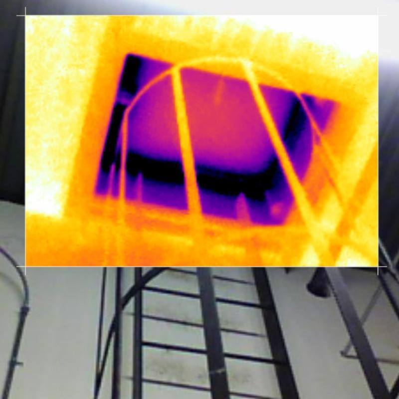 Immagine termografica che evidenzia difetto di chiusura lucernario e predi ponti termici