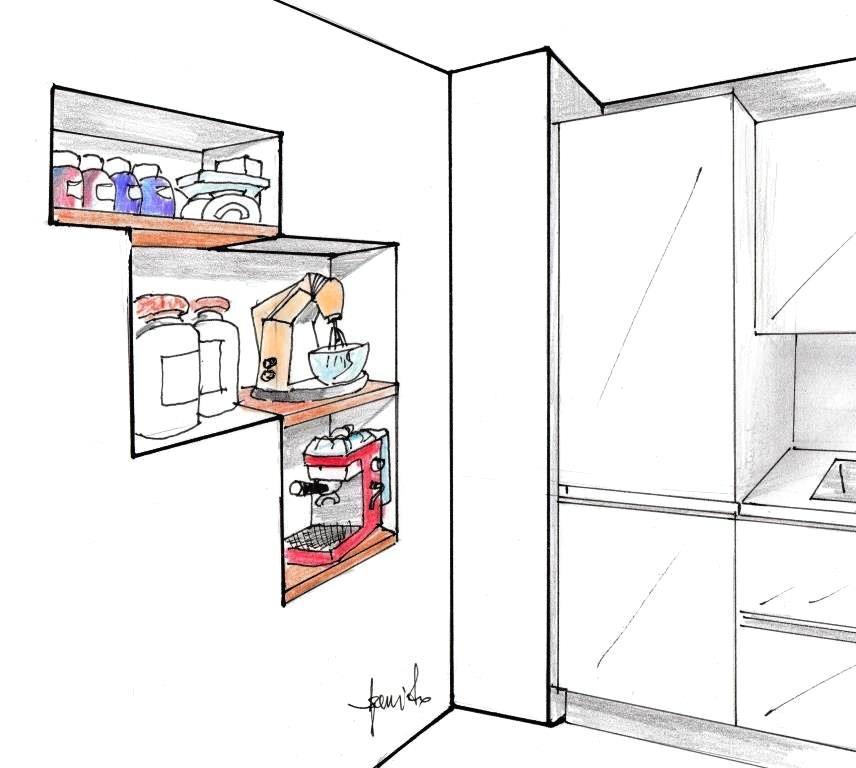 Nicchie in cucina - disegno di Antonio Previato Progettista