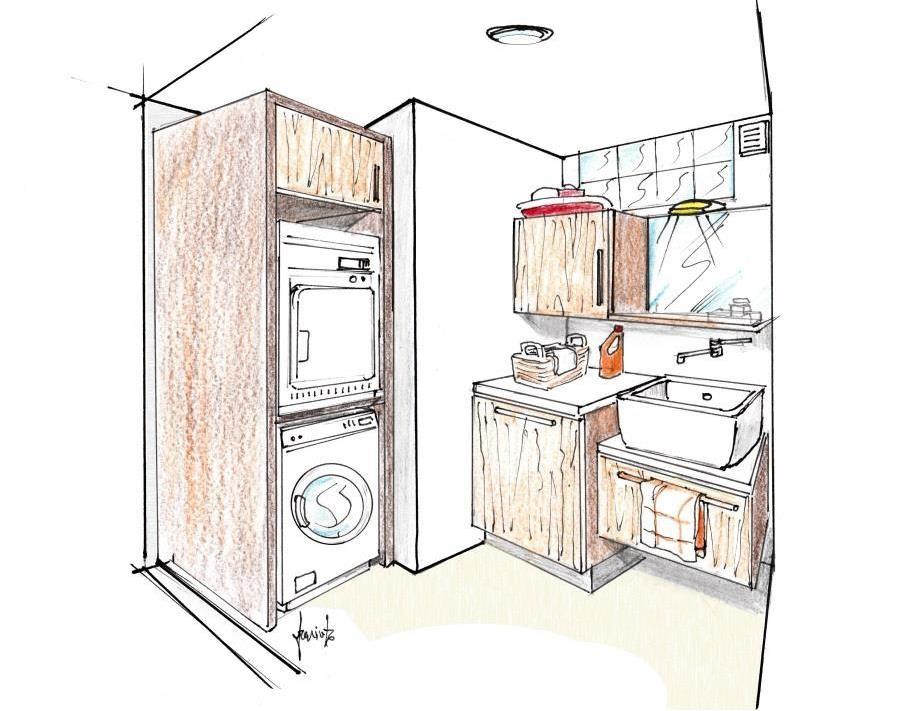 Ricavare lavanderia - disegno di Antonio Previato Progettista