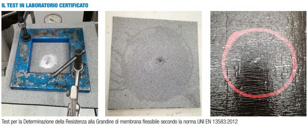 Test resistenza alla grandine membrana impermeabilizzante - SOPREMA