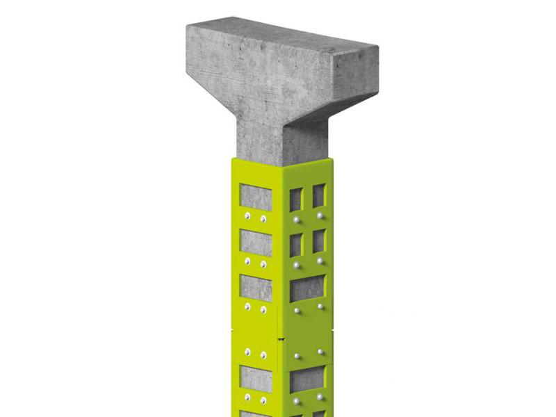Cerchiatura di un pilastro di cemento armato con elementi metallici, by Seriana