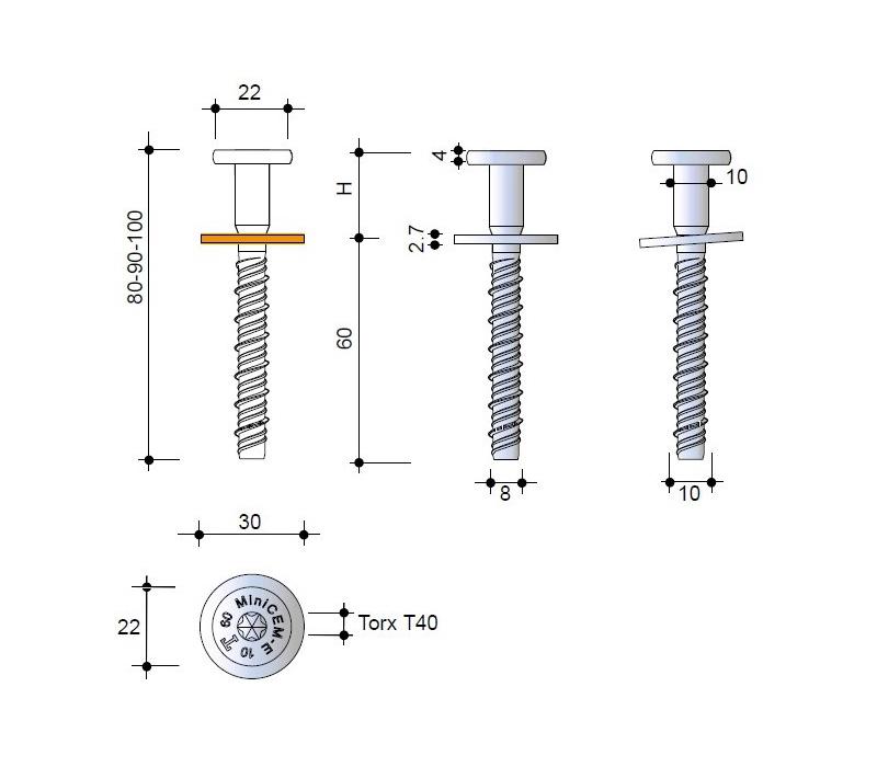 Connettore per incamiciatura di pilastri di calcestruzzo MINI CEM-E di Tecnaria