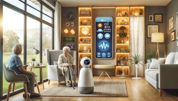 What elderly care could look like in the near future. Photo by Dall.E