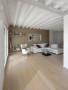 Travi e soffitto bianchi abbinati al parquet in rovere - foto Pinterest