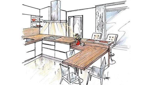 Idee di progetto per una cucina bianca e legno