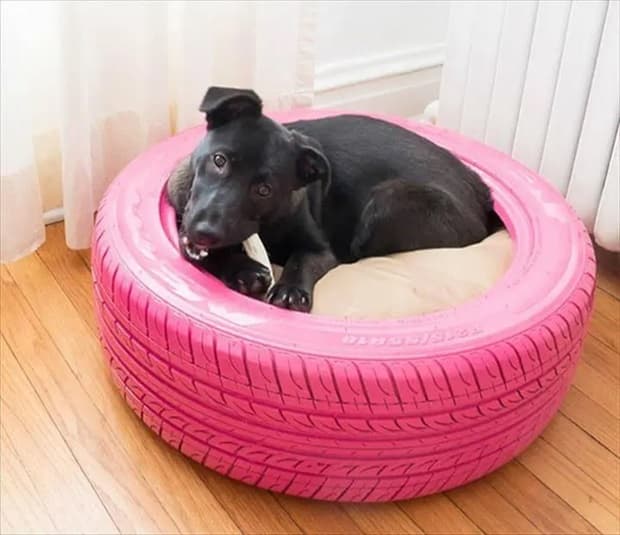 Dog house recycled car tire, by practicallyfunctional 