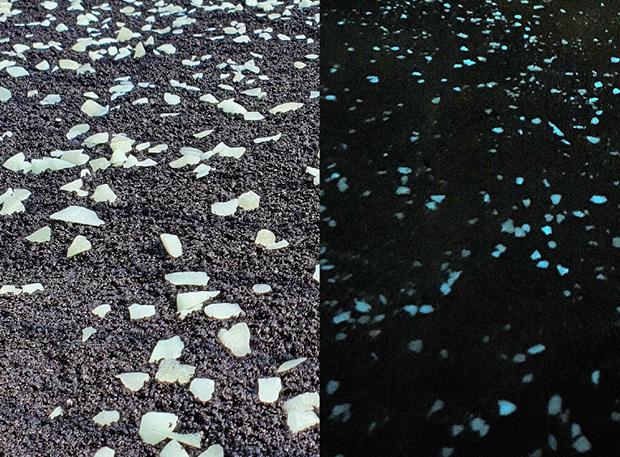 Photoluminescent grit for luminous asphalt, by Bright Materials