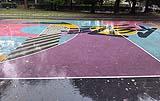 Esempio di pavimentazione esterna decorata e colorata. Foto arch. Matteuzzi