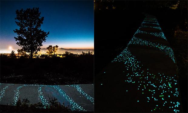 Cycle path with phosphorescent asphalt, by Bright Materials