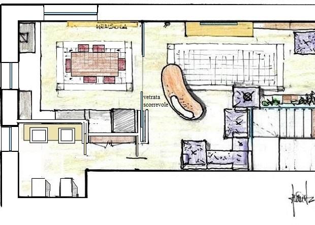 Kitchen separation with glass - plan project by Antonio Previato