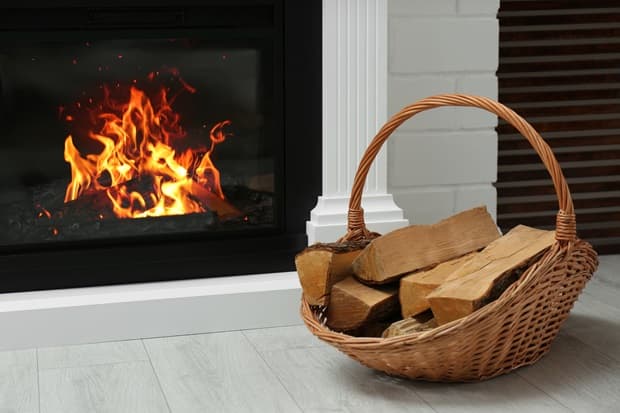 Wood for the fireplace from Getty Images