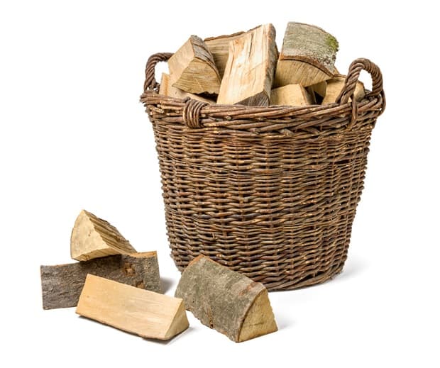 Chopped wood in a basket from Getty Images