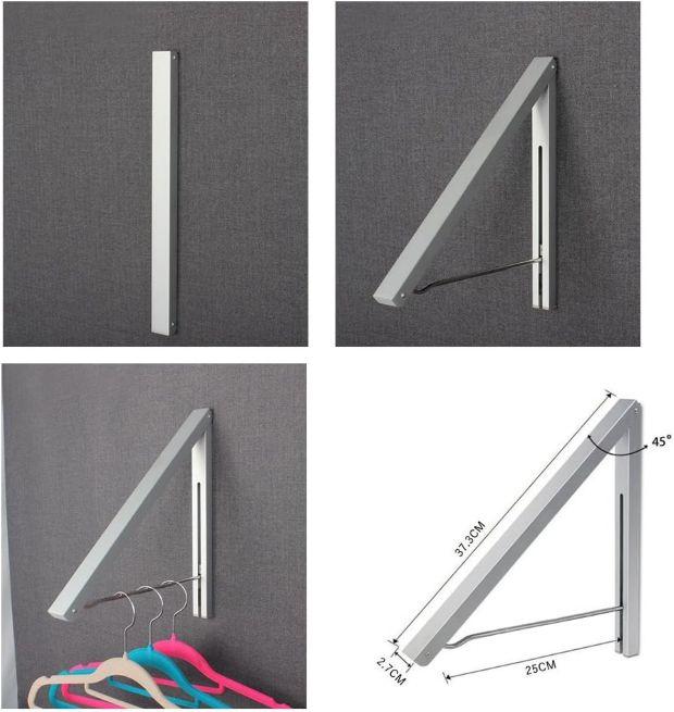 Gwolf Stendibiancheria Da Parete, Appendiabiti Pieghevole Con Gancio