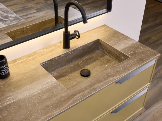 Lavabo integrato nel piano d'appoggio