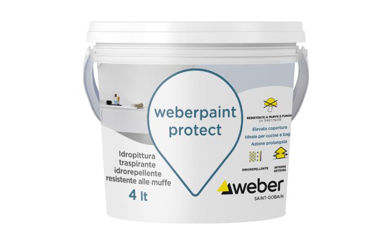 Idropittura lavabile traspirante weberpaint protect, resistente a muffe e funghi