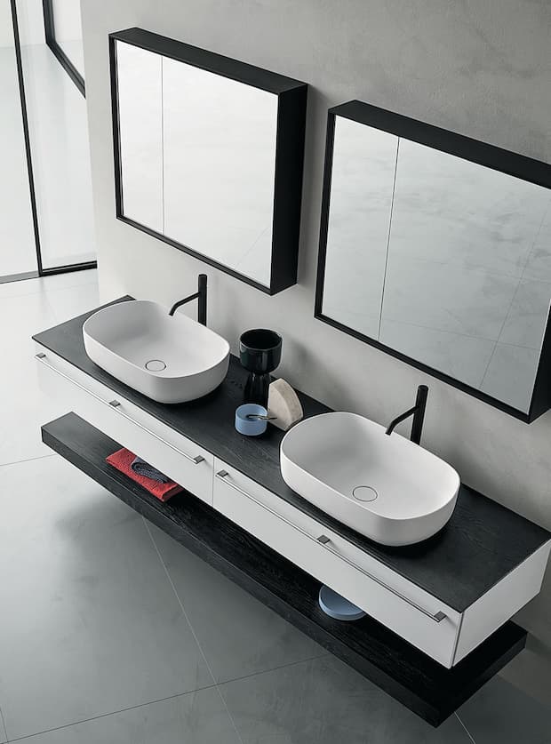 Sistema arredo sospeso salvaspazio con specchiere