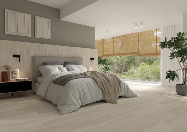 Testiera del letto in gres porcellanato effetto legno di Imola Ceramica