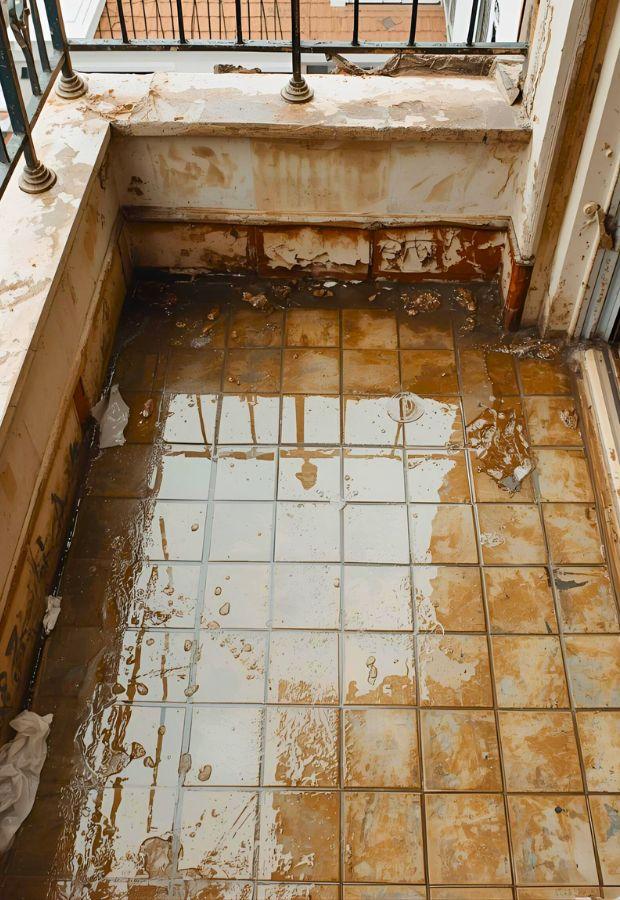 Ristagno di acqua sul terrazzo