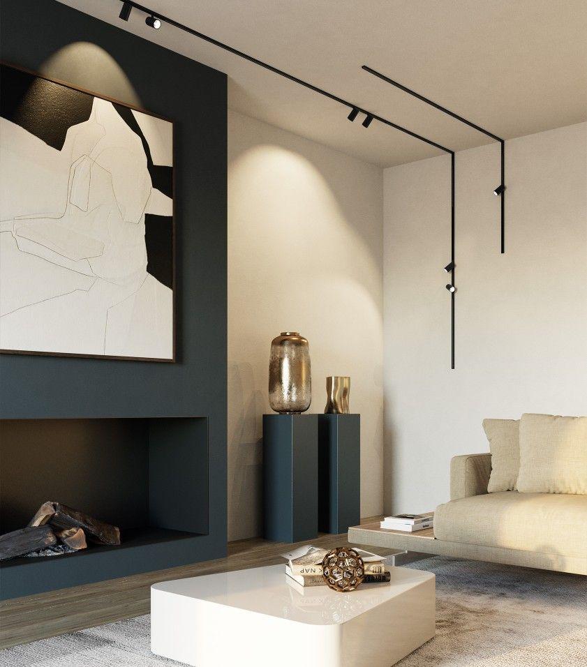 Binari a soffitto e parete per il comfort in salotto - foto Pinterest