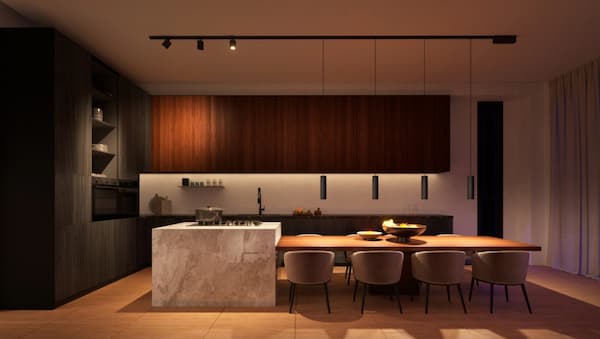 Illuminazione a binario anche per l'open space - foto Philips Hue