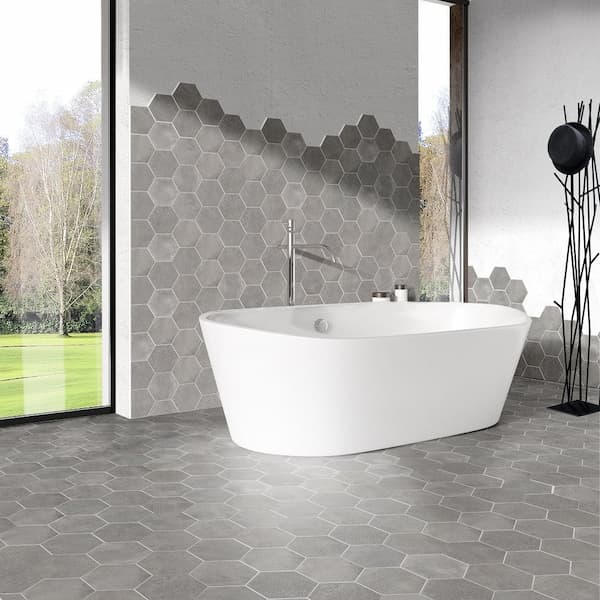 Piastrelle esagonali effetto cemento per il bagno