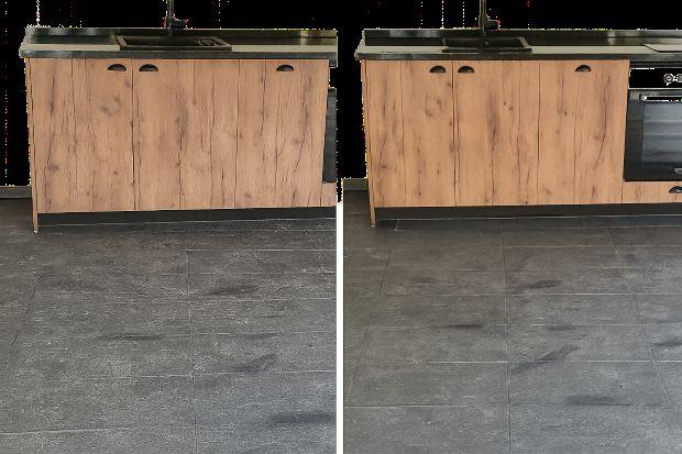 Pulizia dell'ardesia, prima e dopo